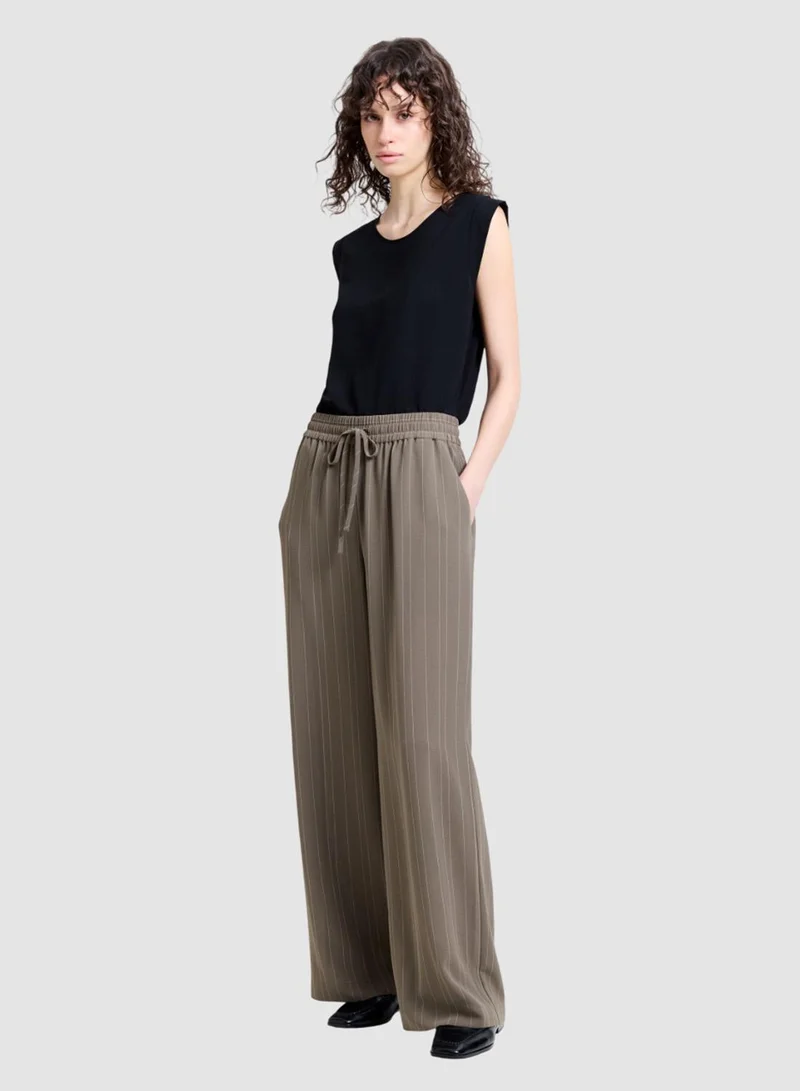 French Connection Erma Pinstripe Wide Leg Trousers
